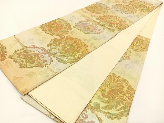 平和屋着物◎六通柄袋帯 鳳凰更紗花丸文 金銀糸 引箔 正絹 逸品 BAAV2747hj