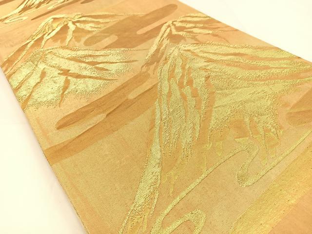 平和屋着物◎六通柄袋帯 エ霞重ね山文 金糸 引箔 正絹 逸品 BAAV2762hj