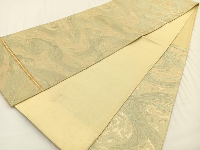平和屋着物◎西陣 六通柄袋帯 立波文 金糸 正絹 逸品 BAAV2845hj