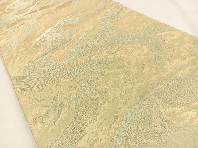 平和屋着物◎西陣 六通柄袋帯 立波文 金糸 正絹 逸品 BAAV2845hj