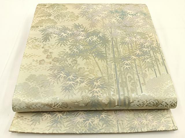 平和屋着物◎両面 六通柄袋帯 錦袋嵯峨野 金銀糸 正絹 逸品 BAAV2848hj
