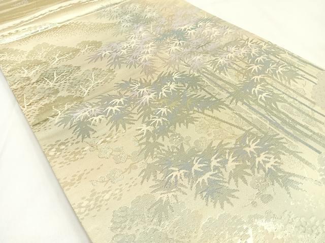 平和屋着物◎両面 六通柄袋帯 錦袋嵯峨野 金銀糸 正絹 逸品 BAAV2848hj