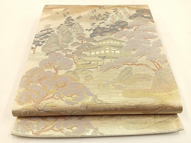 平和屋着物◎六通柄袋帯 京名所 プラチナ二重箔 正絹 逸品