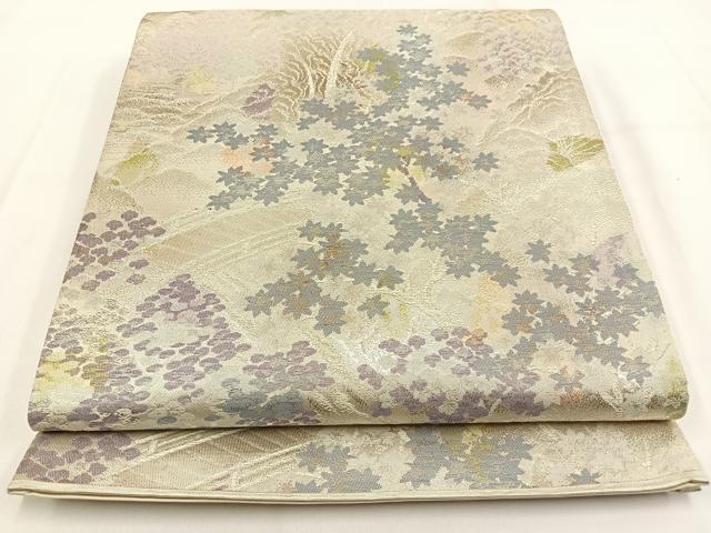 平和屋着物◎六通柄袋帯 高雄 渡橋風景文 金銀糸 正絹 逸品 BAAV2865hj