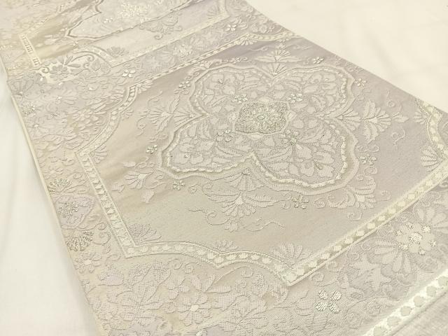 平和屋着物◎六通柄袋帯 宝相華 銀糸 正絹 逸品 BAAV2898hj