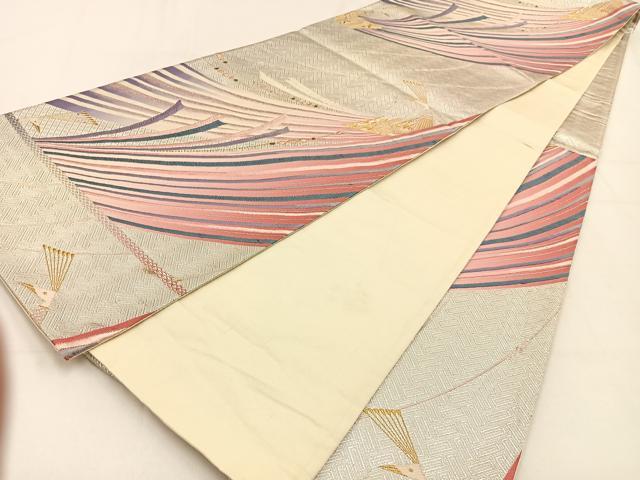 平和屋着物◎六通柄袋帯 唐織 孔雀 金銀糸 正絹 逸品 BAAV2931hj