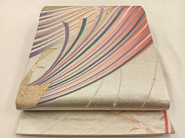 平和屋着物◎六通柄袋帯 唐織 孔雀 金銀糸 正絹 逸品 BAAV2931hj