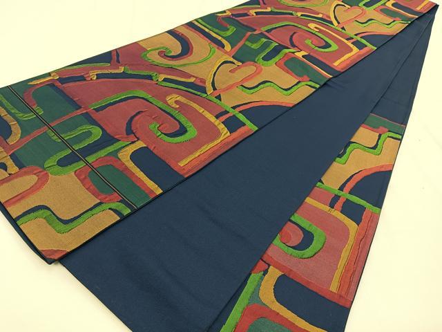 平和屋着物◎西陣 六通柄袋帯 ふくれ織 抽象文 正絹 逸品 BAAV2944hj