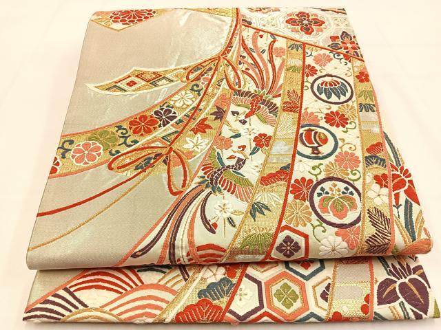 平和屋着物◎六通柄袋帯 唐織 古典几帳文 金銀糸 正絹 逸品 BAAV2959hj