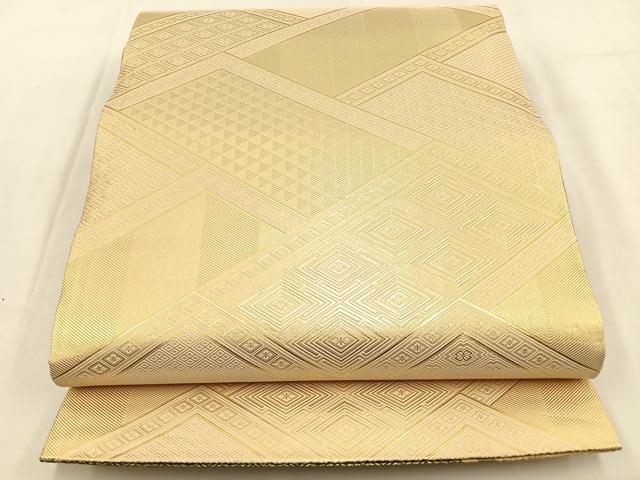平和屋着物◎佐賀錦 両面 六通柄袋帯 エ霞萩文 金糸 正絹 逸品 BAAV2976hj
