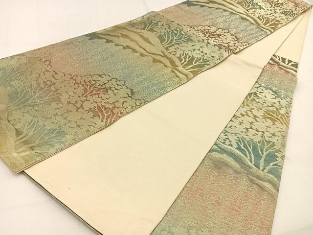 平和屋着物◎六通柄袋帯 樹林文 金銀糸 正絹 逸品 BAAV2978hj