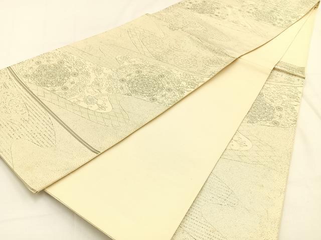 平和屋着物◎六通柄袋帯 正倉院 銀糸 正絹 逸品 BAAV2986hj