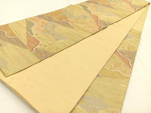 平和屋着物◎六通柄袋帯 数寄屋 道長花鳥文 金糸 正絹 逸品 BAAV2997hj