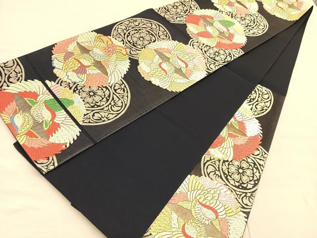 平和屋着物◎六通柄袋帯 唐織 向かい鴛鴦花丸文 金銀糸 正絹 逸品 BAAV3002hv