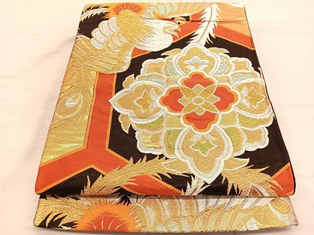 平和屋着物◎六通柄袋帯 唐織 鳳凰亀甲花文 金銀糸 正絹 逸品 未使用 BAAV3072hv