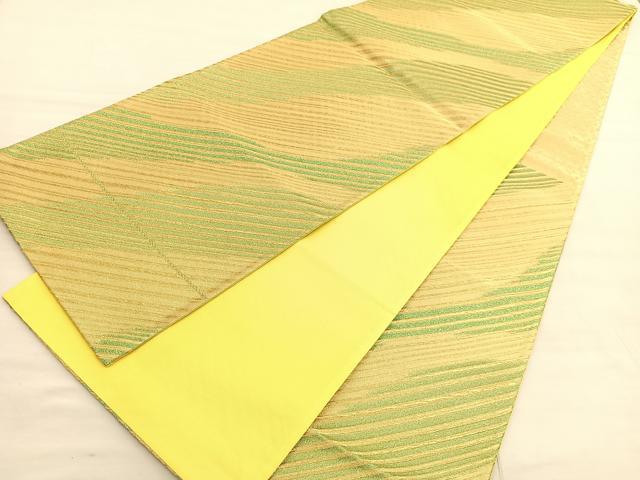 平和屋着物◎西陣 六通柄袋帯 斜線文 金糸 証紙付き 正絹 逸品 BAAV3146hv