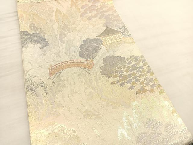 平和屋着物◎六通柄袋帯 京名所 プラチナ二重箔 正絹 逸品 BAAV3268hv