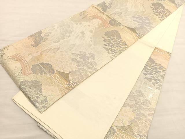 平和屋着物◎六通柄袋帯 京名所 プラチナ二重箔 正絹 逸品 BAAV3268hv