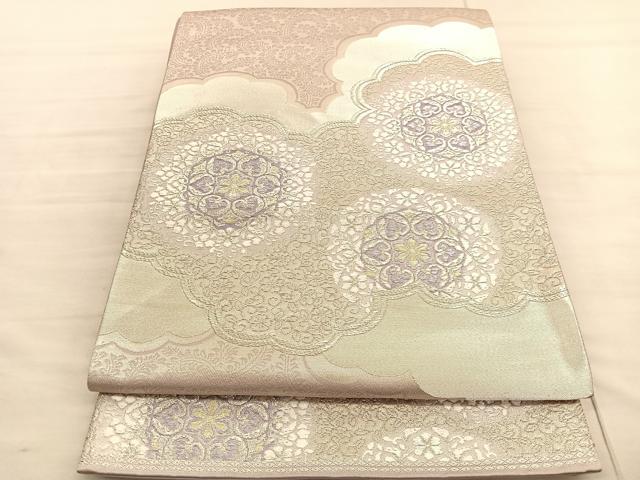 平和屋着物◎六通柄袋帯 唐織 雲取り宝相華 金銀糸 正絹 逸品 BAAV3293hv