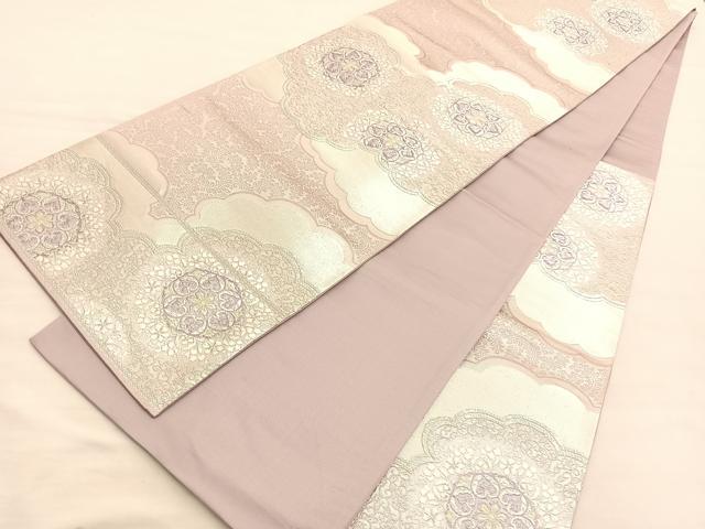平和屋着物◎六通柄袋帯 唐織 雲取り宝相華 金銀糸 正絹 逸品 BAAV3293hv