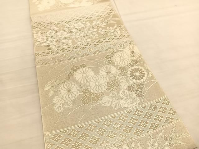 平和屋着物◎六通柄袋帯 秋草文 金銀糸 正絹 逸品 BAAV3298hv