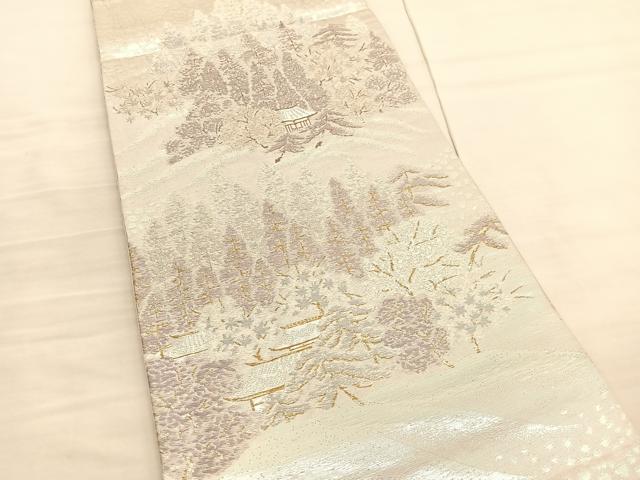 平和屋着物◎六通柄袋帯 唐織 風景文 金銀糸 正絹 逸品 BAAV3299hv