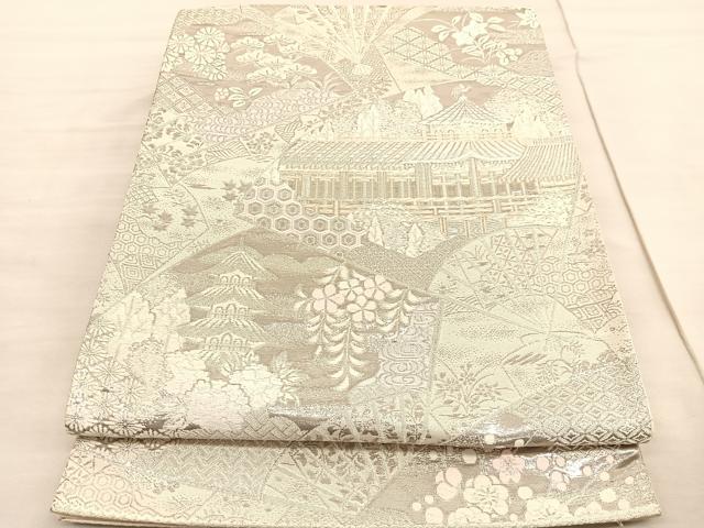 平和屋着物◎西陣 六通柄袋帯 唐織 平安の調べ 九百プラチナ二重箔 正絹 逸品 BAAV3303hv