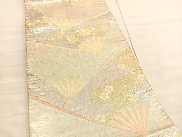 平和屋着物◎六通柄袋帯 扇面桜流し 金銀糸 正絹 逸品 BAAV3360hv