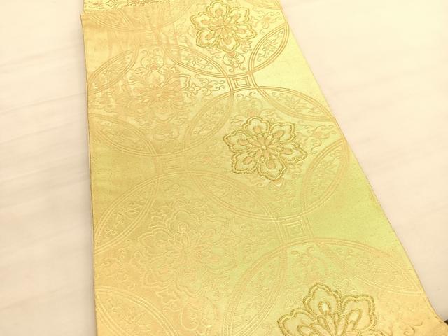 平和屋着物◎六通柄袋帯 七宝花文 金糸 正絹 逸品 BAAV3366hv