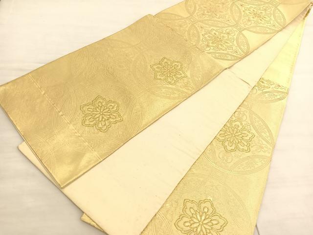 平和屋着物◎六通柄袋帯 七宝花文 金糸 正絹 逸品 BAAV3366hv