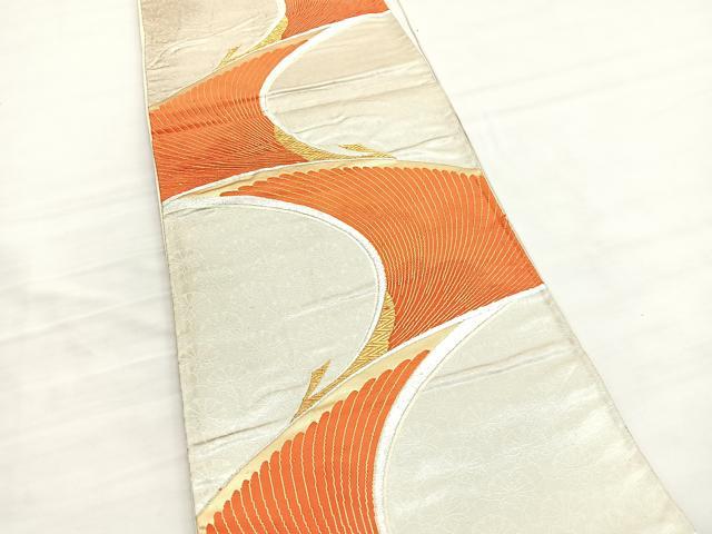 平和屋着物◎六通柄袋帯 唐織 飛鶴文 金糸 正絹 逸品 BAAV3374hv