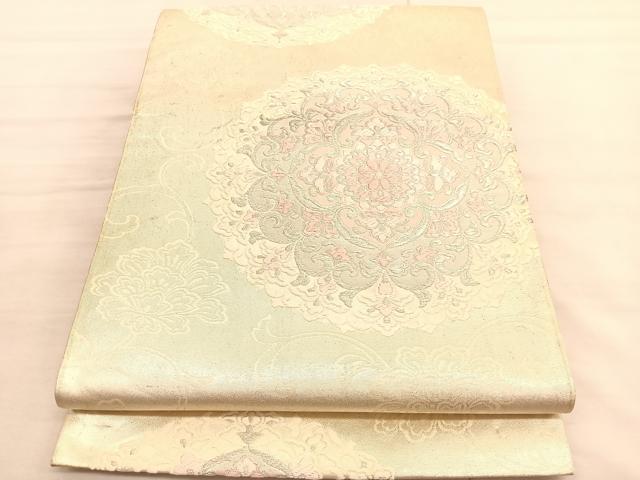 平和屋着物◎六通柄袋帯 唐織 正倉院 銀糸 正絹 逸品 BAAV3393hv