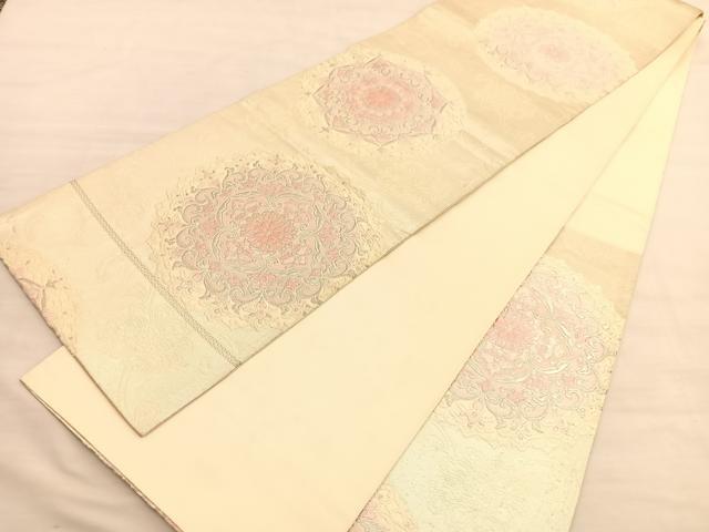 平和屋着物◎六通柄袋帯 唐織 正倉院 銀糸 正絹 逸品 BAAV3393hv