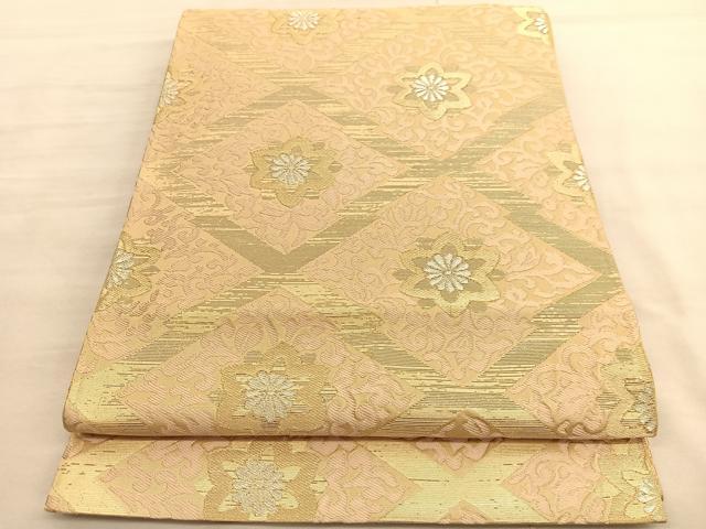 平和屋着物◎六通柄袋帯 唐織 松皮菱花唐草文 金銀糸 正絹 逸品 BAAV3407hv