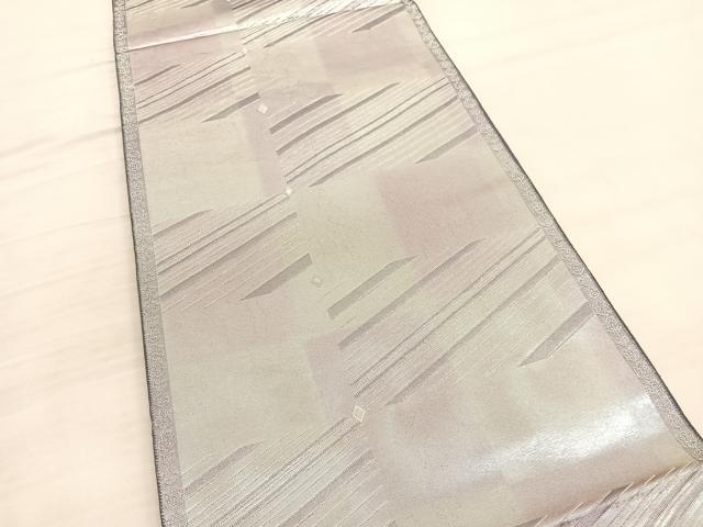 平和屋着物◎六通柄袋帯 唐織 斜線文 銀糸 引箔 正絹 逸品 BAAV3442hv