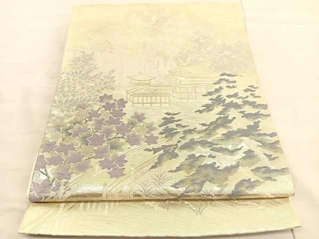 平和屋着物◎六通柄袋帯 平等院 金糸 正絹 逸品 BAAV3464hv