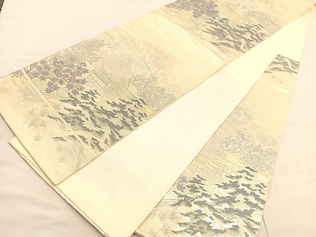 平和屋着物◎六通柄袋帯 平等院 金糸 正絹 逸品 BAAV3464hv
