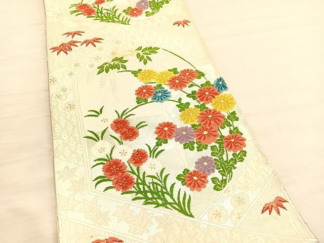 平和屋着物◎六通柄袋帯 唐織 亀甲有職花文 金銀糸 正絹 逸品 BAAV3509hv