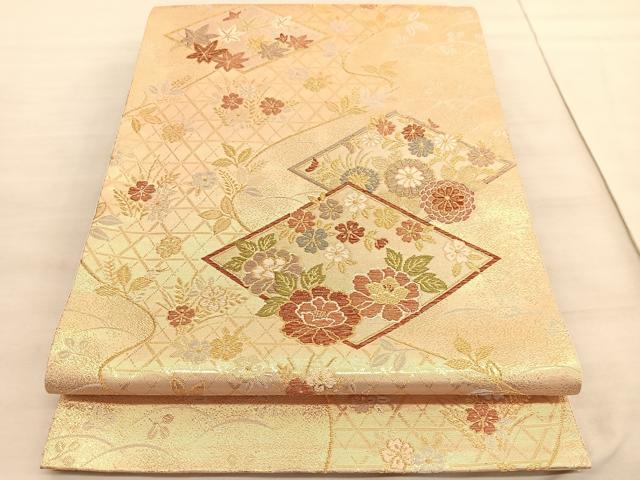 平和屋着物◎六通柄袋帯 花菱文 金銀糸 正絹 逸品 BAAV3538hv