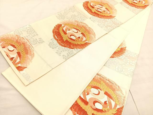 平和屋着物◎六通柄袋帯 唐織 鳳凰花唐草文 金銀糸 正絹 逸品 BAAV3542hv