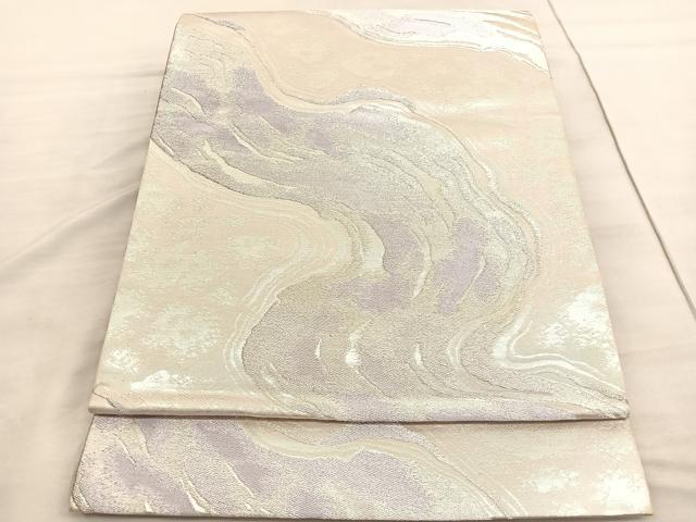 平和屋着物◎六通柄 京袋帯 流水文 銀糸 正絹 逸品 BAAV3549hv