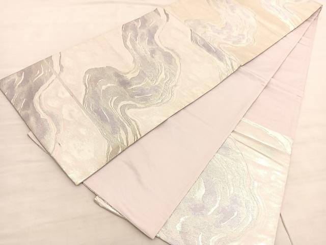 平和屋着物◎六通柄 京袋帯 流水文 銀糸 正絹 逸品 BAAV3549hv