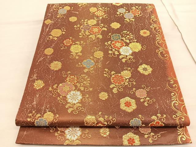 平和屋着物◎六通柄袋帯 唐織 花唐草文 金糸 正絹 逸品 BAAV3553hv