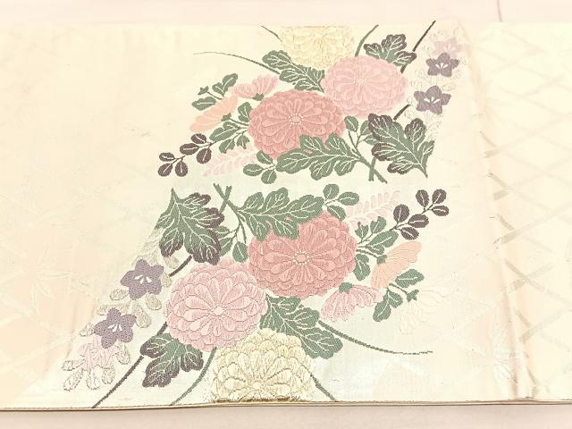 平和屋着物◎西陣 太鼓柄袋帯 唐織 菊手綱 正絹 逸品 BAAV3555hv