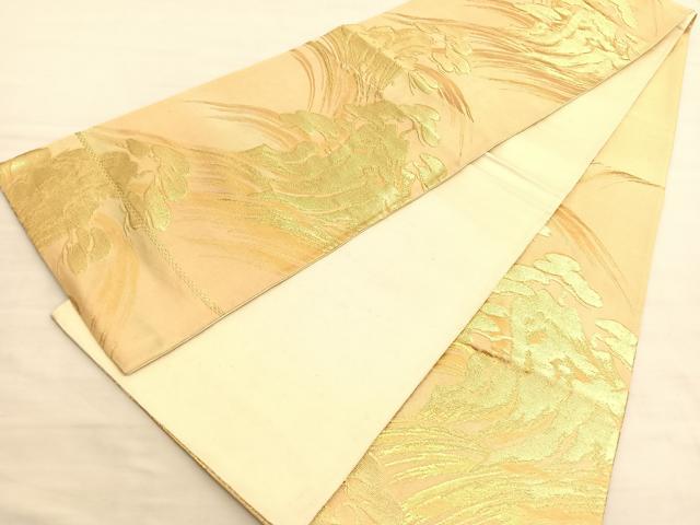 平和屋着物◎六通柄袋帯 浜松文 金糸 正絹 逸品 BAAV3620hv