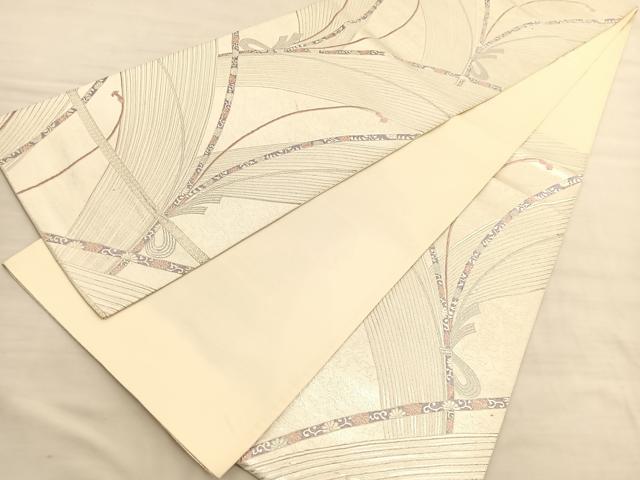 平和屋着物◎六通柄袋帯 極細千唐花熨斗文 銀糸 正絹 逸品 BAAV3626hv