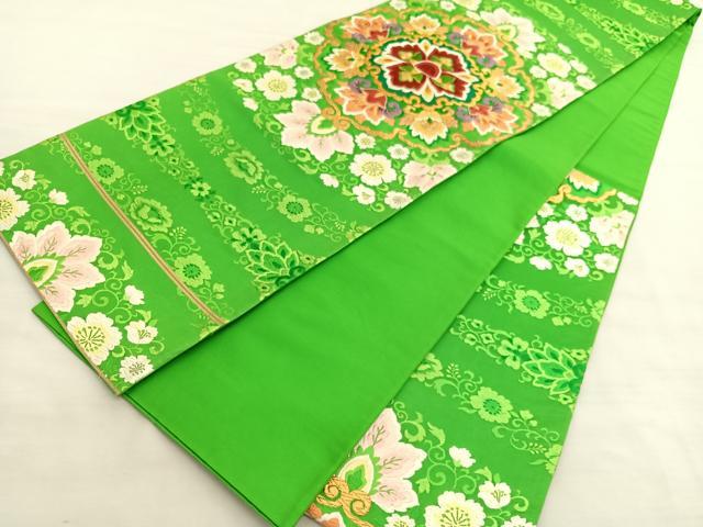 平和屋着物◎六通柄袋帯 唐織 飾花文 金糸 正絹 逸品 BAAV3638hv