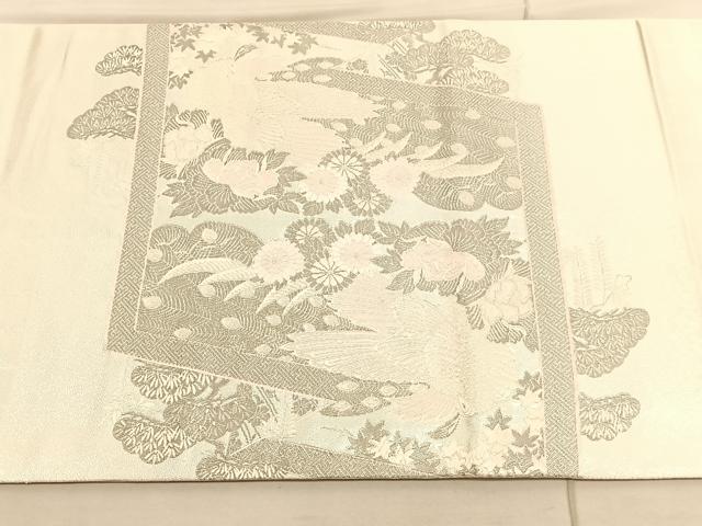 平和屋着物◎太鼓柄袋帯 王朝屏風小袖文様 プラチナ箔 正絹 逸品 BAAV3678hv