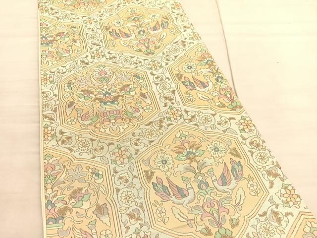 平和屋着物◎六通柄袋帯 向かい鳥花文 正絹 逸品 BAAV3719hv