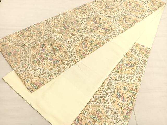 平和屋着物◎六通柄袋帯 向かい鳥花文 正絹 逸品 BAAV3719hv